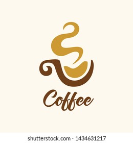 Coffee shop logo design template. Retro coffee emblem. Vector art