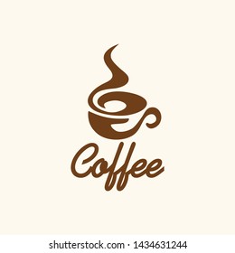 Coffee shop logo design template. Retro coffee emblem. Vector art