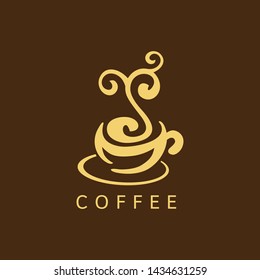 Coffee shop logo design template. Retro coffee emblem. Vector art