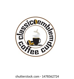 Coffee shop logo design template. Retro coffee emblem. Vector art.
