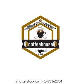 Coffee shop logo design template. Retro coffee emblem. Vector art.
