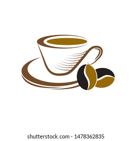 Coffee shop logo design template. Retro coffee emblem. Vector art.
