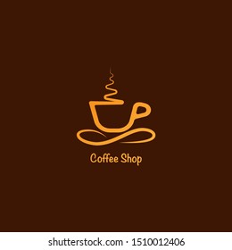 Coffee Shop Logo Design Template, Minimal Logo Concept, Simple Logo Illustration, Cup Vector Icon