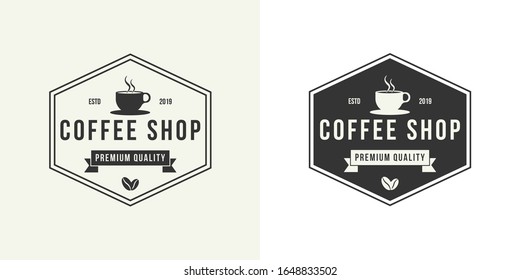 Coffee shop logo design template. Retro coffee emblem. Vector