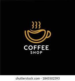 Coffee Shop Logo Design Template, minimalist coffee and cup logo. 