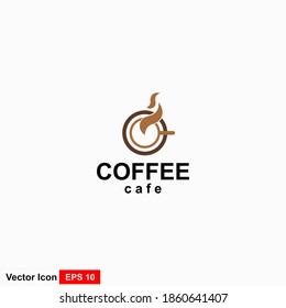 Coffee shop logo design template. Retro coffee emblem.