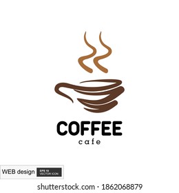 Coffee shop logo design template. Retro coffee emblem.
Coffee flat logo vector illustration. brown color and white background. clean fresh cafe
icon.