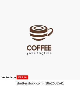 Coffee shop logo design template. Retro coffee emblem. Coffee flat logo vector illustration. brown color and white background. clean fresh cafe icon.