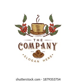 
Coffee shop logo design template illustration. retro stock vector.