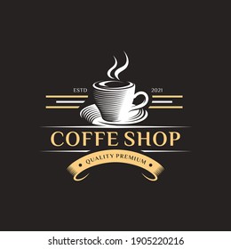 Coffee shop logo design template. Retro coffee emblem. Vector art.
