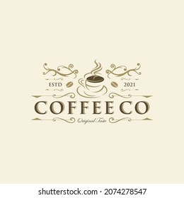 Plantilla de diseño del logotipo de la cafetería. Emblema de café retro. Ilustración vectorial.