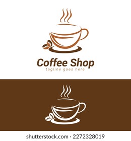 Plantilla de diseño del logo de la tienda de café, logotipo de la taza de café