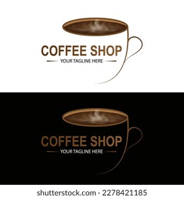 Plantilla de diseño del logo de la tienda de café, diseño del logo de la copa de café.