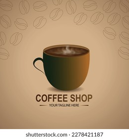 Plantilla de diseño del logo de la tienda de café, diseño del logo de la copa de café.