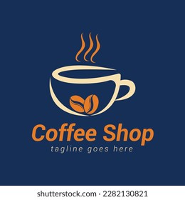 Coffee shop logo design template, Coffee cup logo