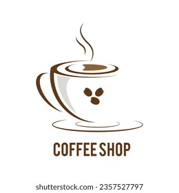 Coffee shop logo design template. Minimal coffeeshop logo. Coffee cup and bean Vector art. coffee cup icon