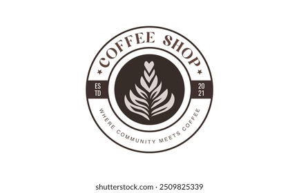 Coffee shop logo design template. cappuccino Retro coffee emblem. Vector art.