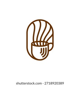 café loja logotipo design modelo linha marrom branco fundo