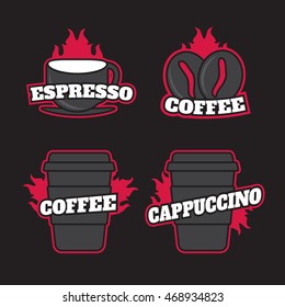 Coffee shop logo design template. Retro coffee set eps10