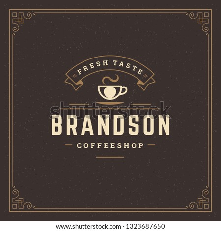 Coffee shop logo design template vector illustration. Cup silhouette, good for cafeteria signage and cafe badge. Retro typography emblem.