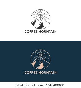 coffee shop logo design vector icon sign illustration  coffee with mountain logo design vintage