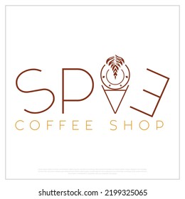 Coffee shop logo design, Coffee shop vector, Logo template, cafeteria logo design, chocolate color, space coffee shop logo, template, coffee beans, brand, identity, business, beautiful, typography