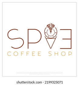 Coffee shop logo design, Coffee shop vector, Logo template, cafeteria logo design, chocolate color, space coffee shop logo, template, coffee beans, brand, identity, business, beautiful, typography