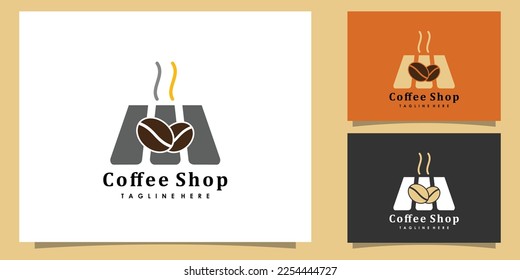 coffee shop logo design with vector creative concept