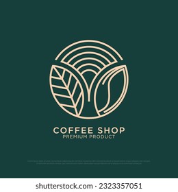  Coffee Shop logo design vector, vintage  Outdoor coffee  logo illustration with outline style, best for  restaurant, cafe, beverages logo brand