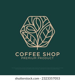  Coffee Shop logo design vector, Vintage coffee  logo illustration with outline style, best for  restaurant, cafe, beverages logo brand