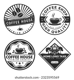 Coffee Shop Logo design vector illustration. Coffee Vintage Logo design concept for cafe and restaurant emblem. Coffee Shop vector design for Logo, icon, label, badge, sign, and symbol.