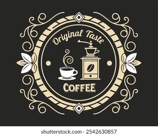 Coffee shop logo design. Vector illustration. Vintage style.

