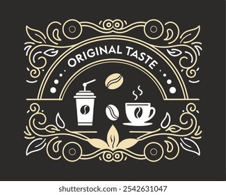 Design do logotipo da cafeteria. Ilustração vetorial. Estilo vintage.
