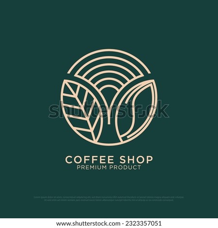  Coffee Shop logo design vector, vintage  Outdoor coffee  logo illustration with outline style, best for  restaurant, cafe, beverages logo brand