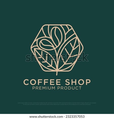  Coffee Shop logo design vector, Vintage coffee  logo illustration with outline style, best for  restaurant, cafe, beverages logo brand