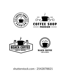 coffee shop logo design vintage style set collection template