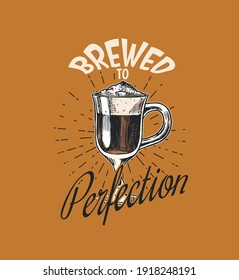 Coffee shop logo and emblem. Cup of drink. Vintage retro badges set. Hand Drawn engraved sketch. Templates for t-shirts, typography or signboards.