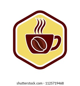 Coffee shop logo emblem icon template. Cappuccino drink vector illustration