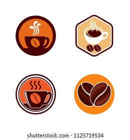 Coffee shop logo emblem icon template. Cappuccino drink vector illustration