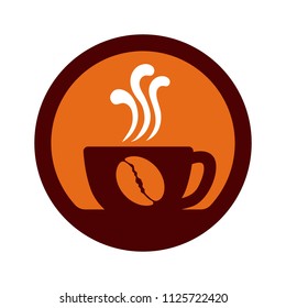 Coffee shop logo emblem icon template. Cappuccino drink vector illustration