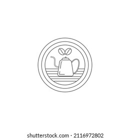 emblema del logo de la cafetería con un sencillo estilo de monolina retro