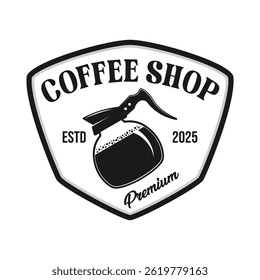 Coffee shop logo emblem vector design black and white