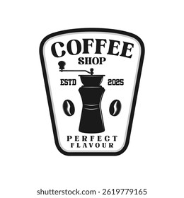Coffee shop logo emblem vector design black and white