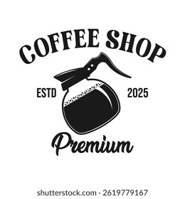 Café loja logotipo emblema vetor design preto e branco