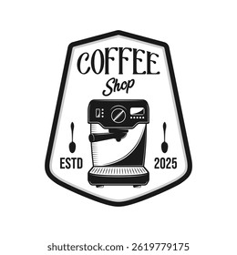 Coffee shop logo emblem vector design black and white