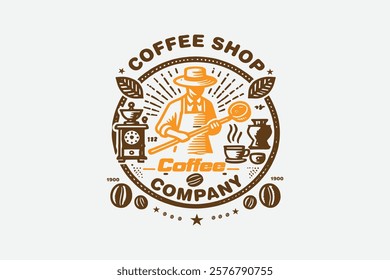 Coffee shop logo full vector file with white background