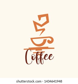 Coffee shop logo. Hot and sweet drinks symbols and emblems