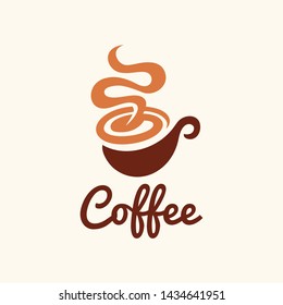 Coffee shop logo. Hot and sweet drinks symbols and emblems