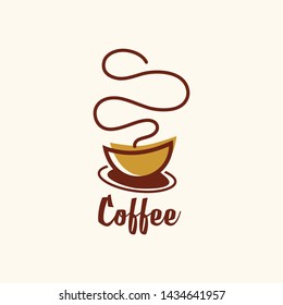 Coffee shop logo. Hot and sweet drinks symbols and emblems