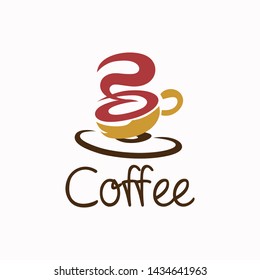 Coffee shop logo. Hot and sweet drinks symbols and emblems